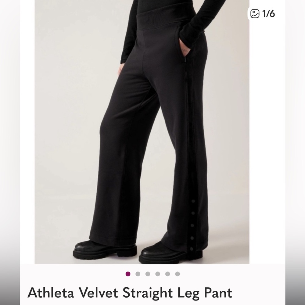 Athleta Black Velvet Straight Leg Pants